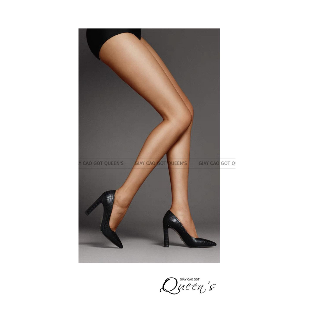GIÀY gót bè vuông da lì, vân rắn cao 8-10cm, sang êm chân