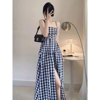 ĐẦM MAXI CARO NỮ 2 DÂY XẺ TRƯỚC SIÊU DỄ THƯƠNG