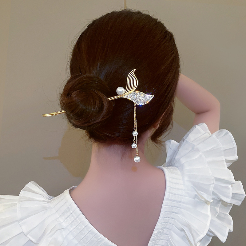 Trâm kim loại bí ngô dây rũ búi tóc sang trọng Hanfu hiện đại Tatitava