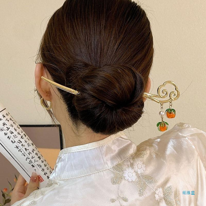 Trâm kim loại bí ngô dây rũ búi tóc sang trọng Hanfu hiện đại Tatitava