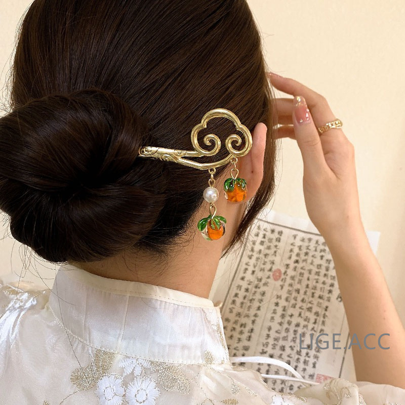 Trâm kim loại bí ngô dây rũ búi tóc sang trọng Hanfu hiện đại Tatitava