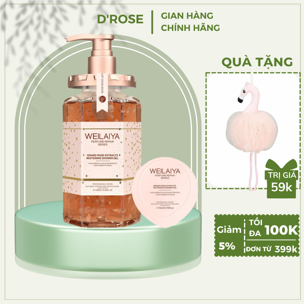 Sữa Tắm Weilaiya, sữa tắm nước hoa, sữa tắm trắng da, sữa tắm hoa hồng làm sạch cấp ẩm cho da - DR32