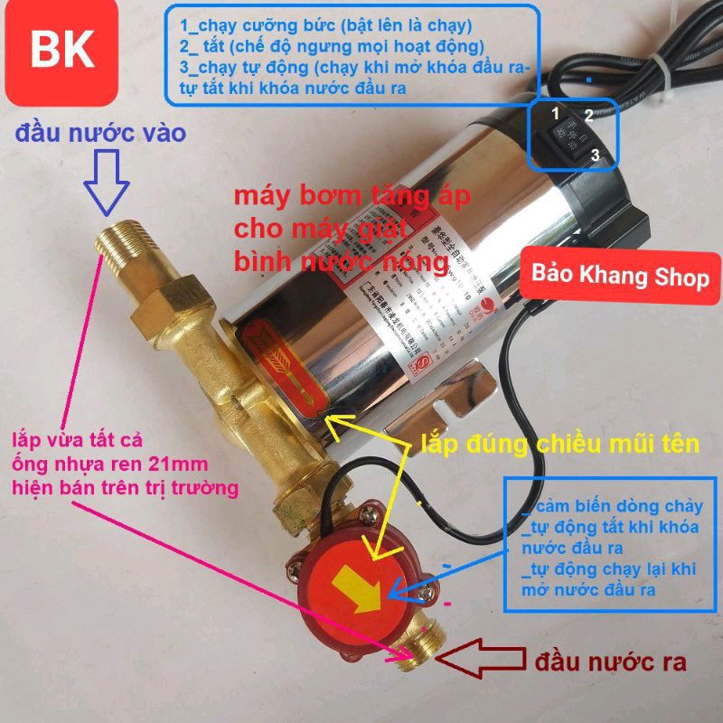 Bơm Tăng Áp Bình Nóng Lạnh . Máy Giặt