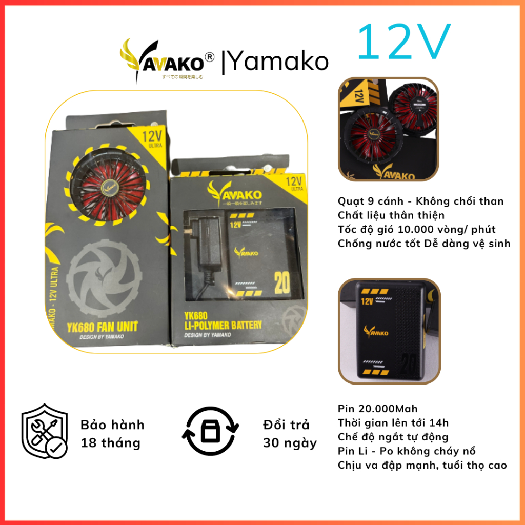 Áo Điều Hòa Nhật Bản YAMAKO, áo quạt điều hoà 9 cánh