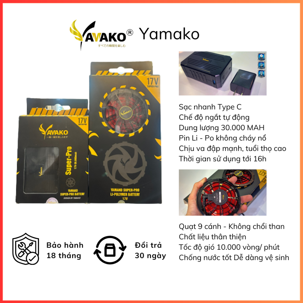 Áo Điều Hòa Nhật Bản YAMAKO, áo quạt điều hoà 9 cánh