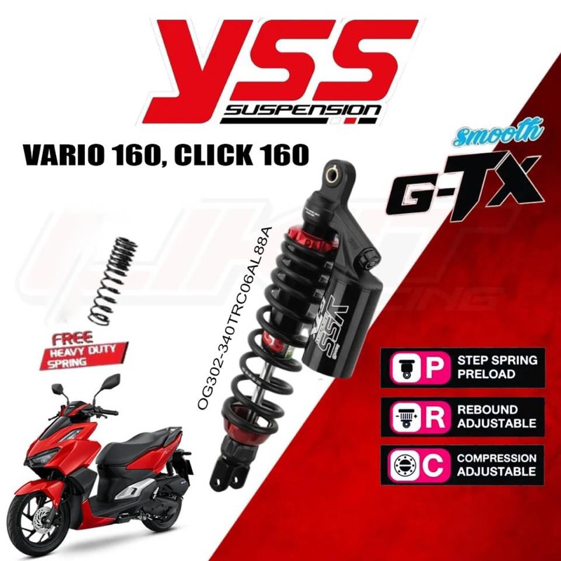 Phuộc YSS Vario 160, Click 160 ('22) G-TX cao 340