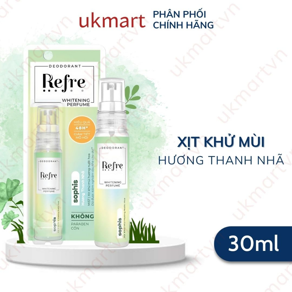 Xịt Khử Mùi Refre Hương Nước Hoa Dưỡng Trắng Vùng Nách 30ml