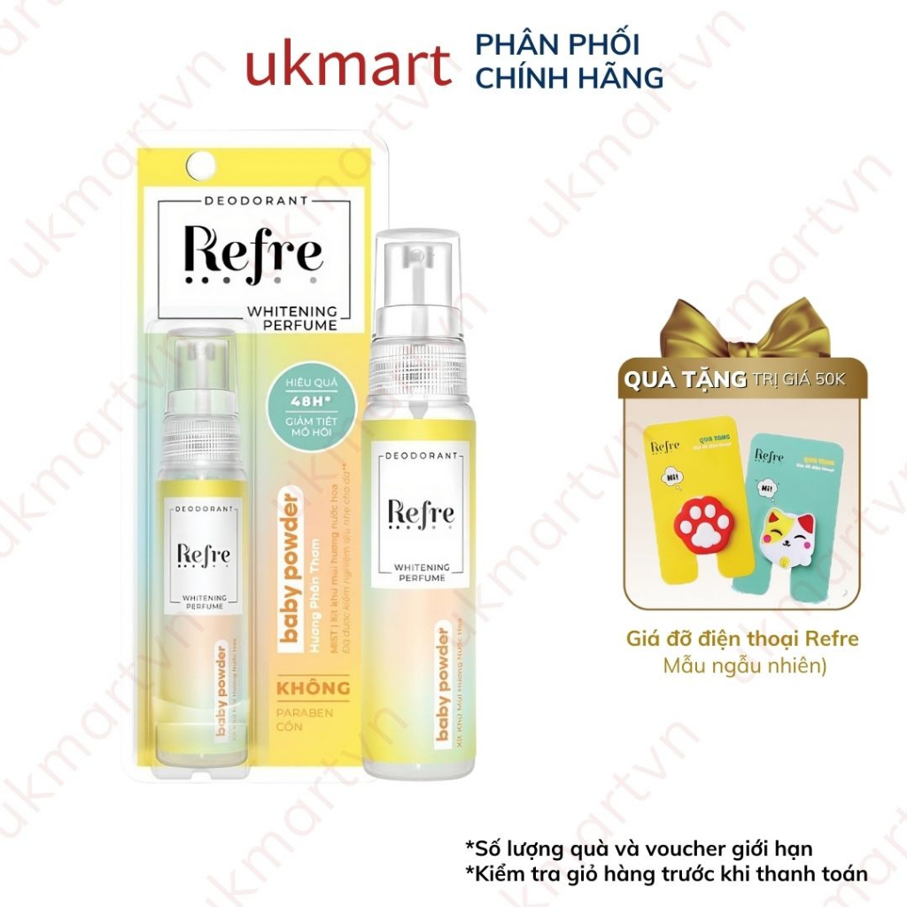 Xịt Khử Mùi Refre Hương Nước Hoa Dưỡng Trắng Vùng Nách 30ml