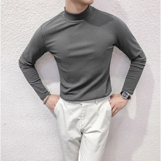 Áo Giữ Nhiệt Nam Cổ 3 Phân HML Thun Dài Tay Lót Nỉ Cotton Thu Đông Giữ Ấm Thể Thao Tập GymTrắng Đen Ghi