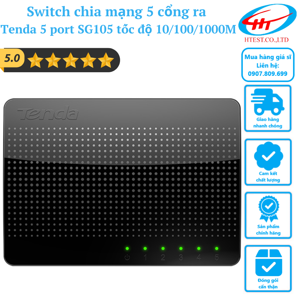 Switch chia mạng 5 cổng ra Tenda 5 port SG105 tốc độ 10/100/1000M - Hàng chính hãng