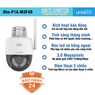 Camera IP Wifi PTZ 3.0MP Uniarch UHO-P1A-M3F4D hàng chính hãng