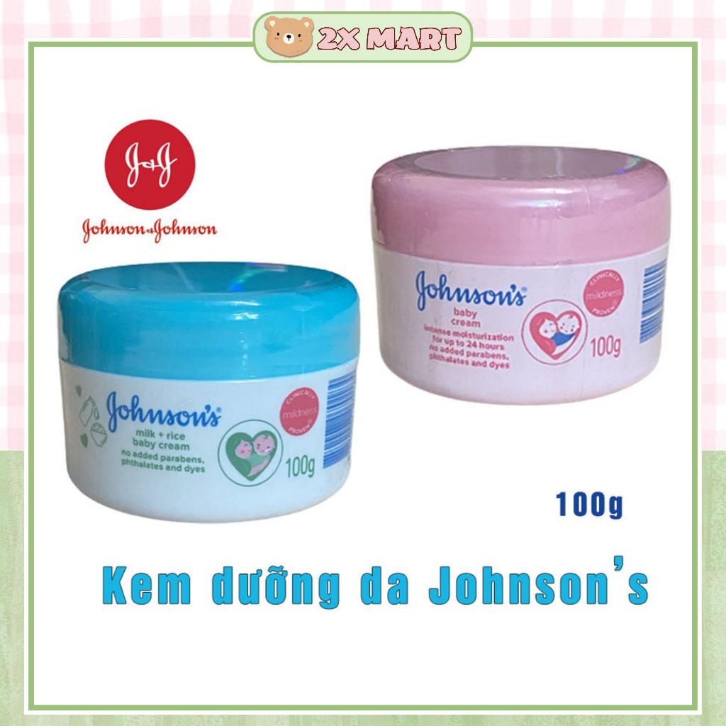 Kem dưỡng da Johnson's Baby Cream 100g giữ ẩm tăng cường milk and rice 2X MART