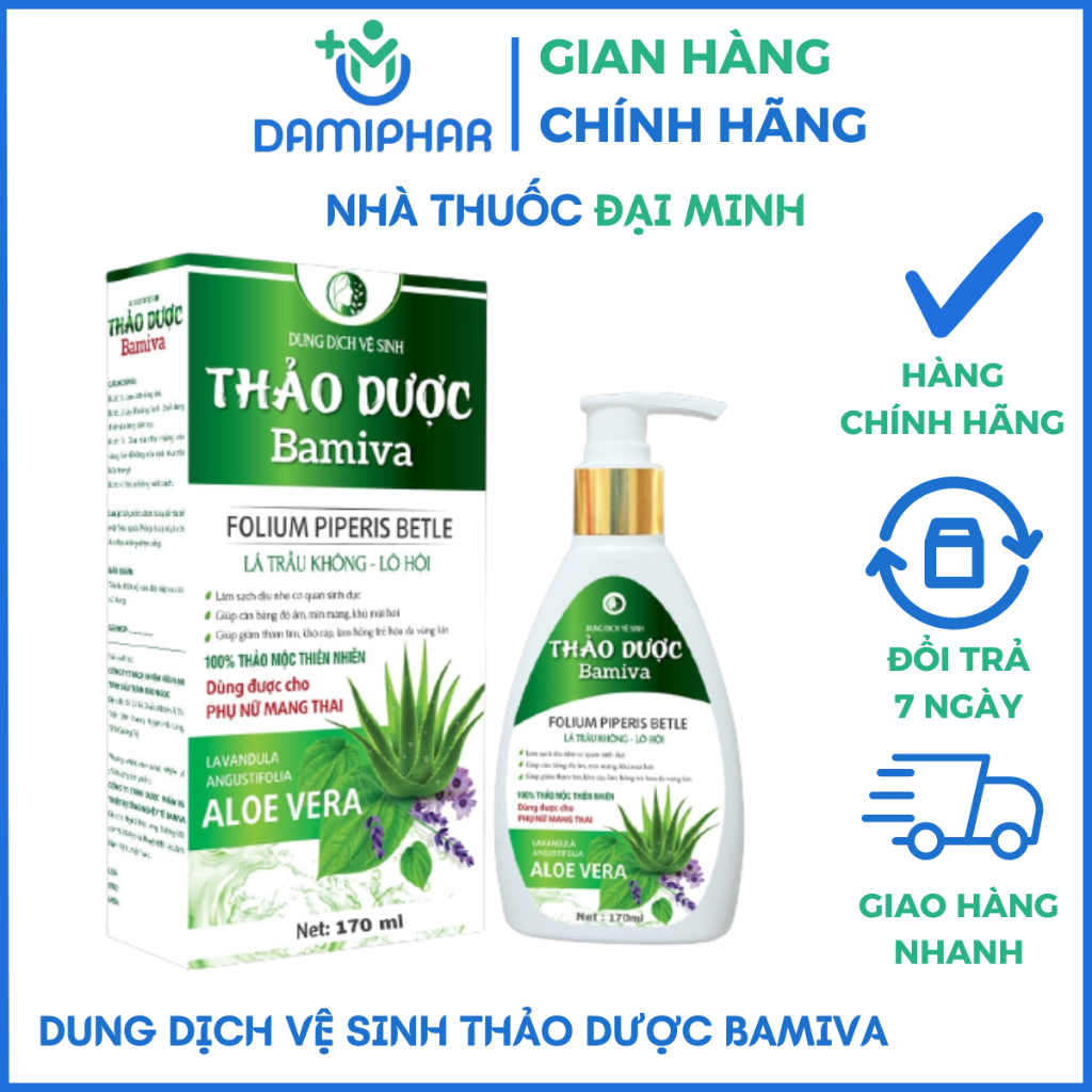Dung Dịch Vệ Sinh Thảo Dược Bamiva Trầu Không Lô Hội 150ml