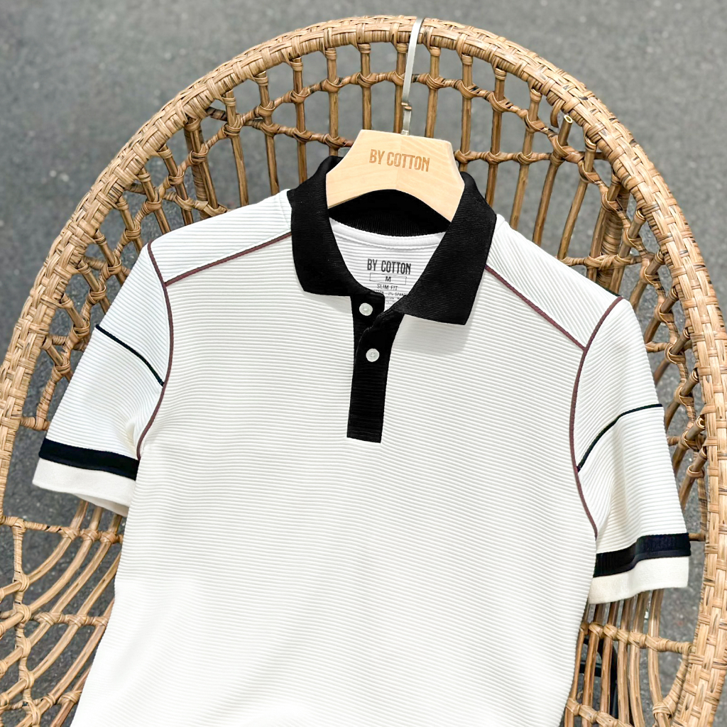 Áo Thun Nam Cao Cấp Polo Gân Kem Phối BY COTTON
