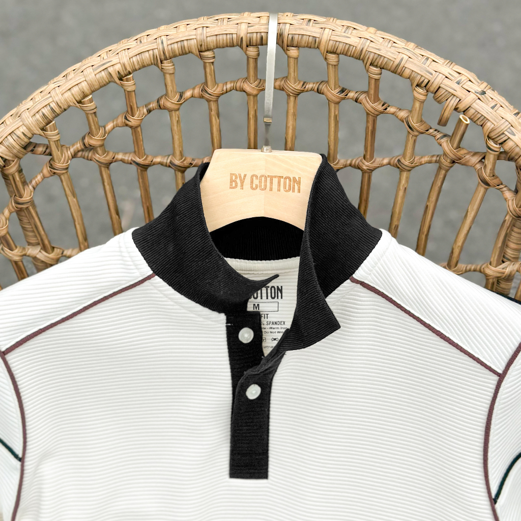 Áo Thun Nam Cao Cấp Polo Gân Kem Phối BY COTTON