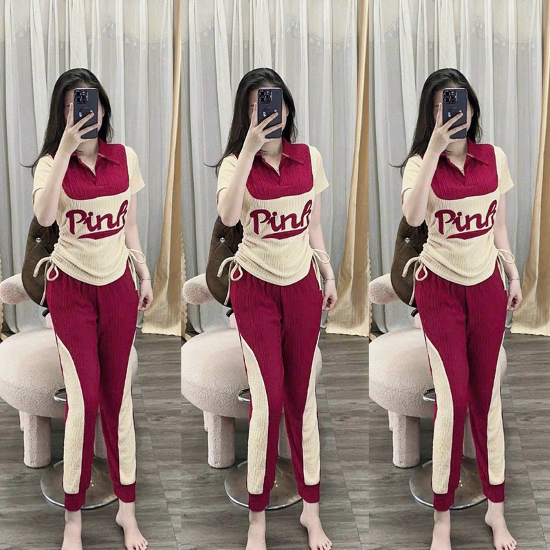 HCM _SHIP HOẢ TỐC _SET BỘ THUN XỐP NHẬT PHỐI QUẦN BO CHUN CÓ TÚI QUẦN _ĐỒ BỘ NỮ MẶC NHÀ Y HÌNH _KÈM HÌNH THẬT _SEN BOUTI