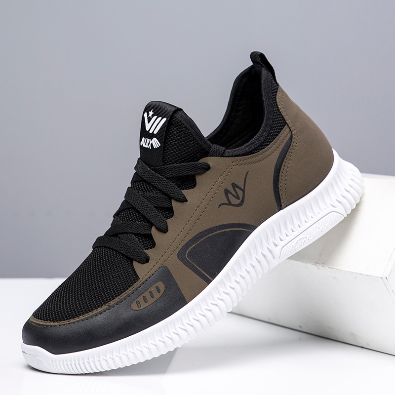 Giày nam thể thao FASA 2023 dáng ôm chân đế mềm chống trượt full size 39-44 chất da hai màu Nâu Xám