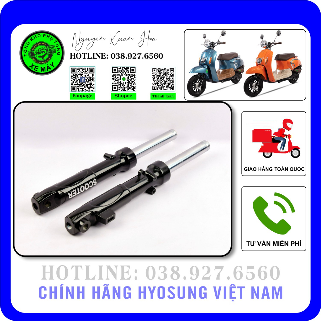 Giảm xóc trước/ Phuộc trước Crea 50cc/ Giorno 50cc/ Today 50cc/ Mono 50cc/ HSV123-50cc (Hàng nhập khẩu, lắp phanh cơ)