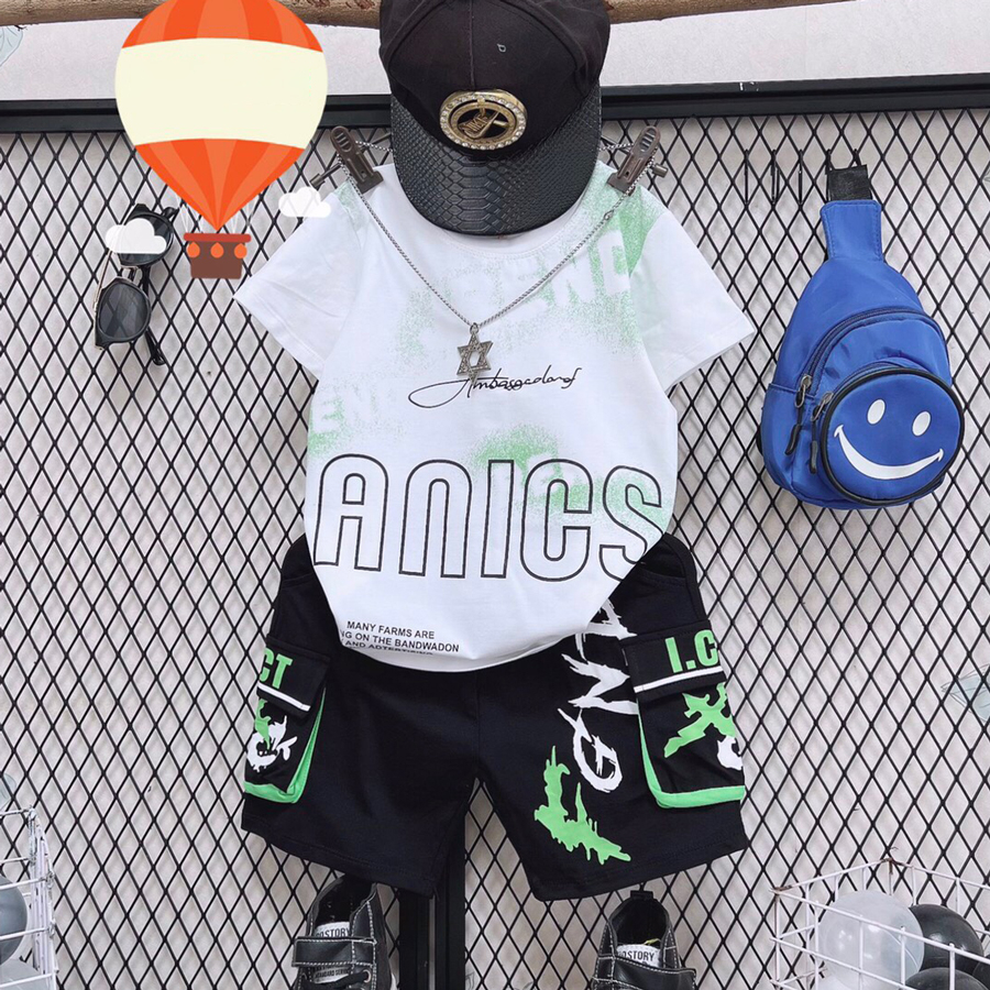 Đồ bộ bé trai, bộ thun bé trai chữ Anics  sành điệu cho bé trai từ 10 đến 60 kg