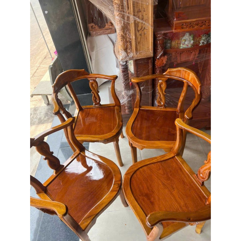 Bộ Bàn Trà,Bàn Cafe 2 Ghế-4 Ghế  Gỗ Tràm Bông Vàng Màu Cánh gián, Bộ Bàn Ghế Phòng Ngủ Khách Sạn