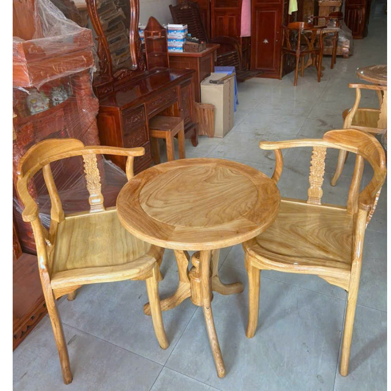 Bàn trà,bàn ghế ngoài trời uống nước,bàn tròn cafe gỗ gõ 2 ghế (FREESHIP 50KM )