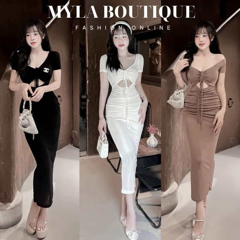 ĐẦM TAY NGẮN RÚT ÔM XINH HỞ NHẸ