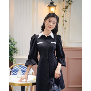 Đầm bigsize sơ mi gài giấu nút tay lỡ xinh xắn dịu dàng ( Thời trang Vicky G - Anitagreen ) HN0823