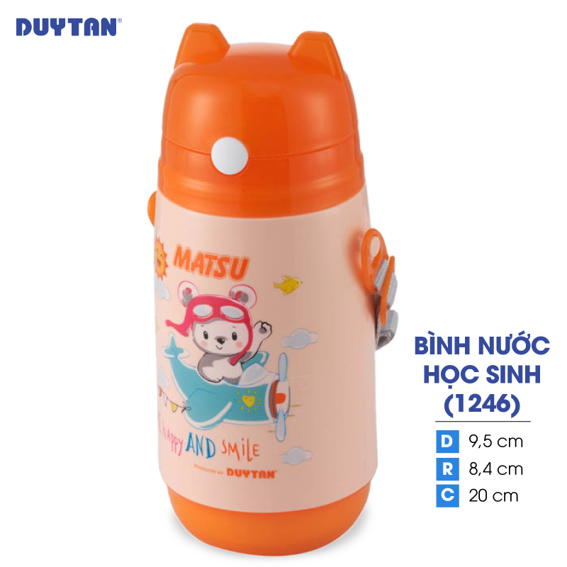 Bình nước học sinh nhựa DUY TÂN Matsu 400ml (9.5 x 8.4 x 20 cm) - 12811