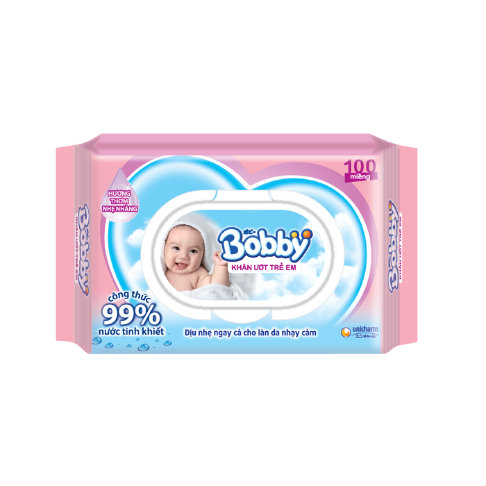 1 gói khăn ướt bobby không mùi, có mùi 100 miếng