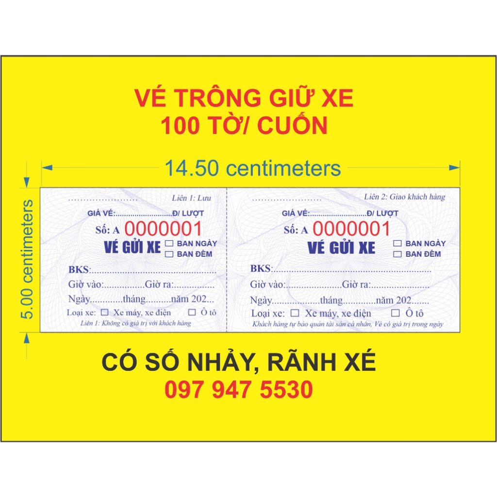 Vé trông giữ xe - Vé gửi xe