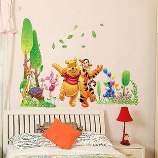 Tranh dán tường, decal dán tường chân tường động vật gấu pood cho bé, hình sticker dán tường động vật cho bé học