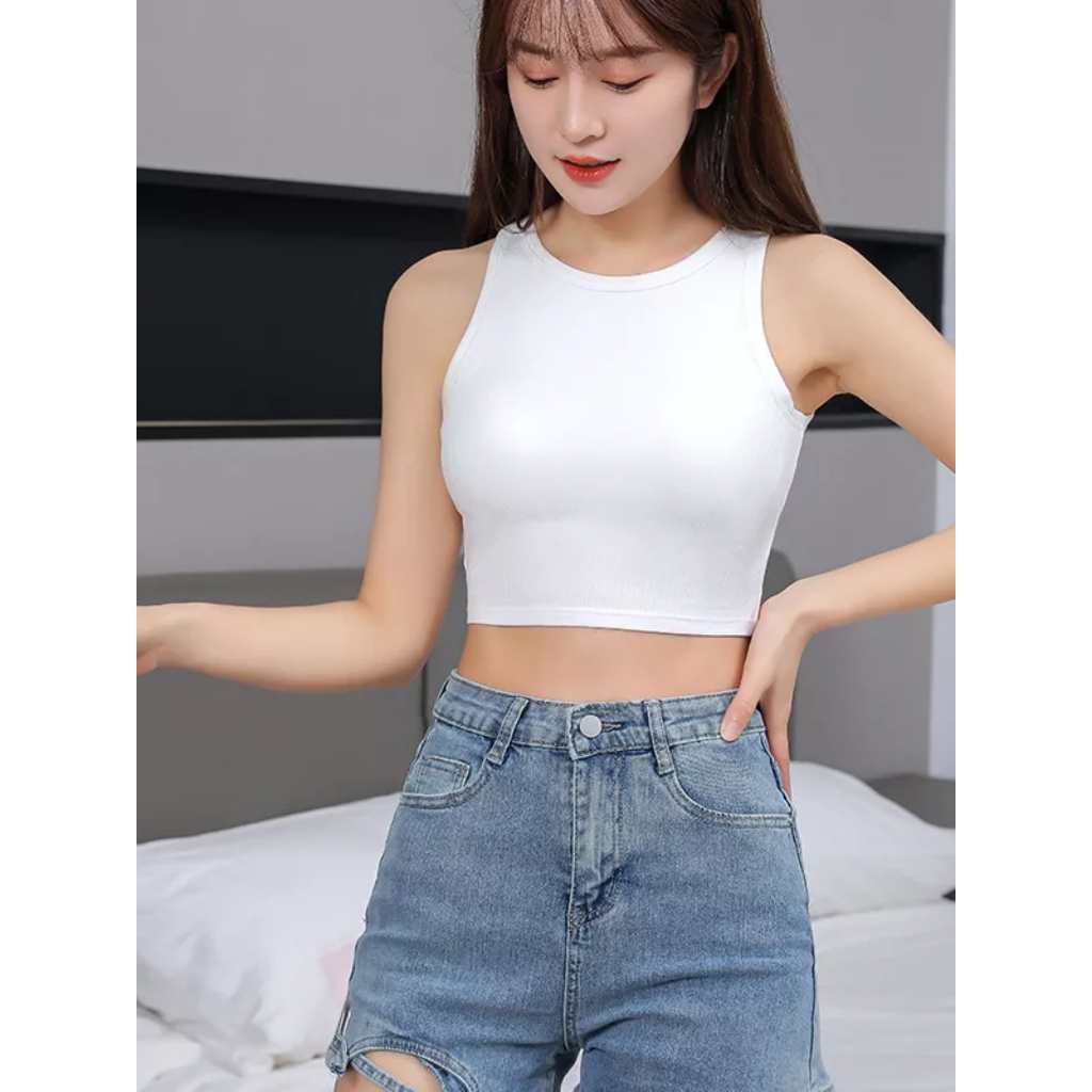 Áo 3 lỗ nữ croptop sát nách kiểu dáng ôm body chất thun gân dày dặn basic siêu tôn dáng | BigBuy360 - bigbuy360.vn