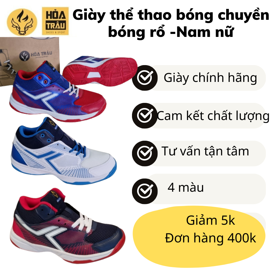 Giày thể thao nam nữ giày bóng chuyền, cầu lông, bóng bàn SPIKING HỎA CHÂU, sân bê tông, thương hiệu việt nhiều màu