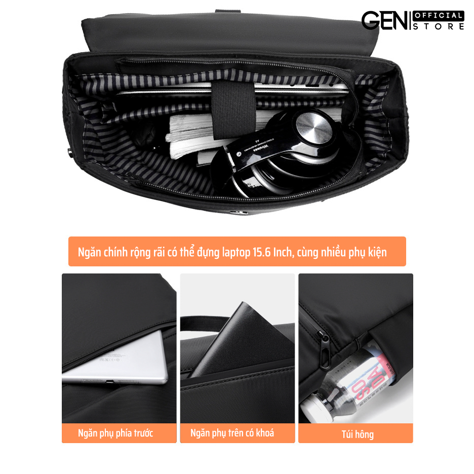 Balo Laptop Nam Nữ UNISEX GENOO Chất Liệu OXFORD Cao Cấp Chống Thấm Nước 2 Phiên Bản Đựng Vừa Laptop 14 và 15,6 Inch