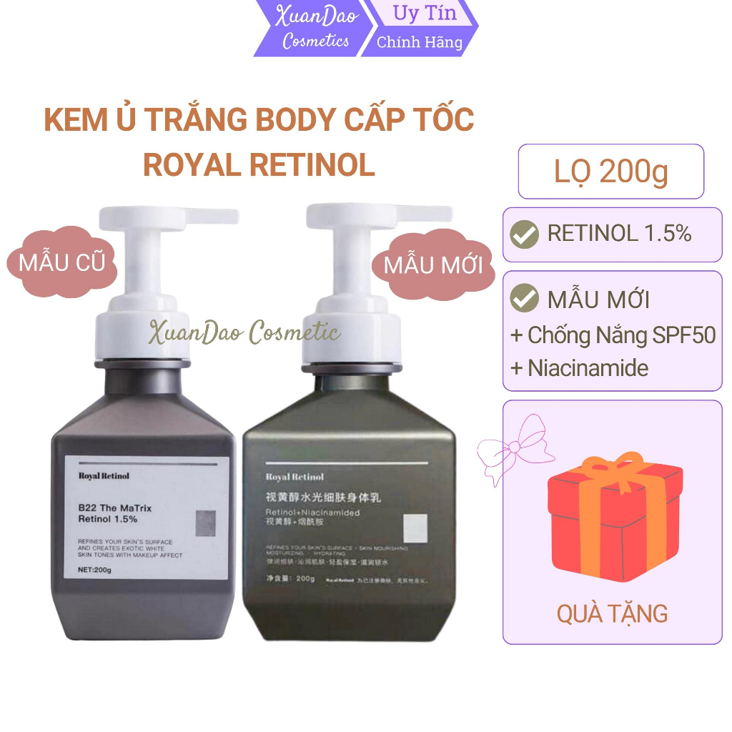 Kem ủ trắng body Royal Retinol B22 mẫu mới, kem ủ kích trắng da toàn thân cấp tốc,mờ thâm, dưỡng ẩm mềm mịn