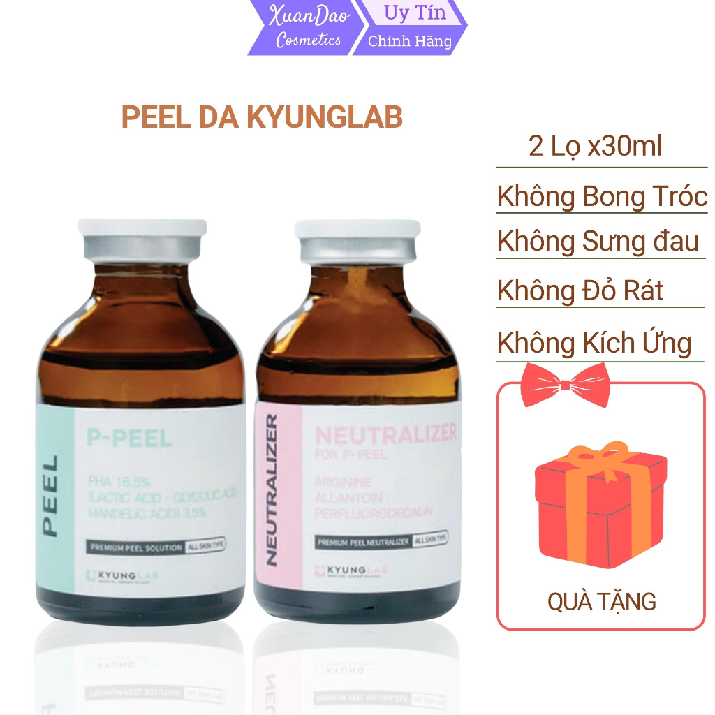 Peel da Kyunglab, P Peel 30ml,  Pell da mặt sinh học, trẻ hóa da, giảm thâm nám tàn nhang mụn ẩn nếp nhăn