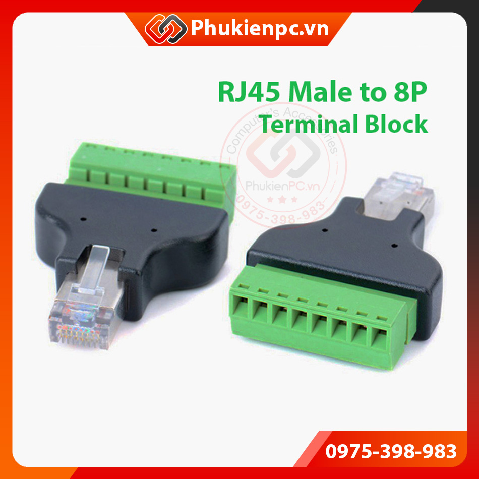 Đầu giắc RJ45 Male to 8P8C Terminal Block bắt vít cho thiết bị công nghệp. chuyển đổi RS232 RS422 RS