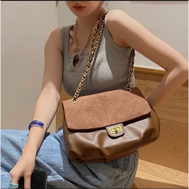 Túi Xách tote Đeo Vai / Đeo Chéo Phối Dây Xích Thời Trang 2023 Dành Cho Nữ