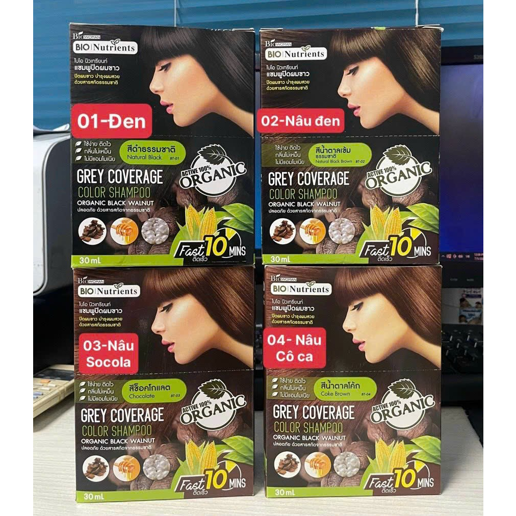 Dầu Gội phủ bạc Bio Nutrients Color Shampoo Thái Lan gói 30ml- Nhuộm tóc