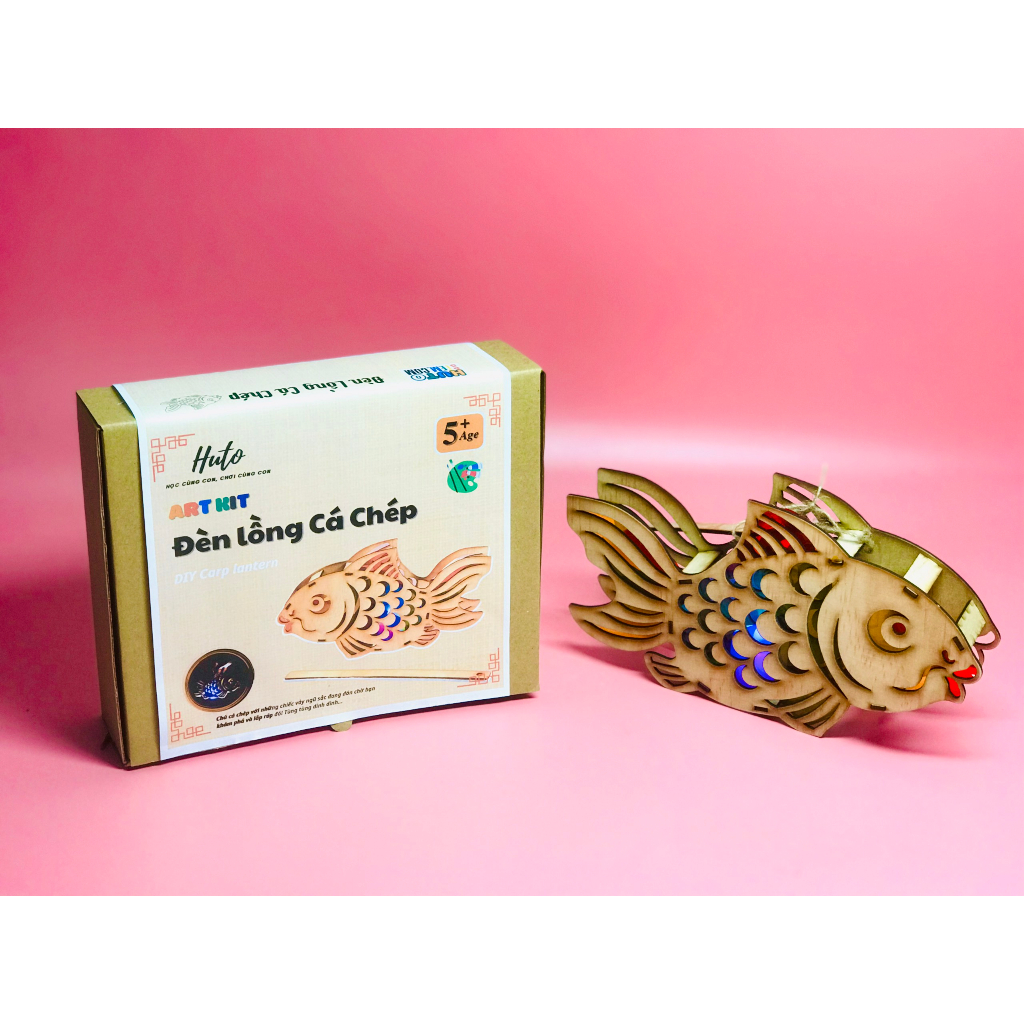 Đèn Lồng Trung Thu Bằng Gỗ, DIY, Tự Trang Trí Đầy Màu Sắc Dành Cho Bé, Tặng Kèm Màu, Cọ