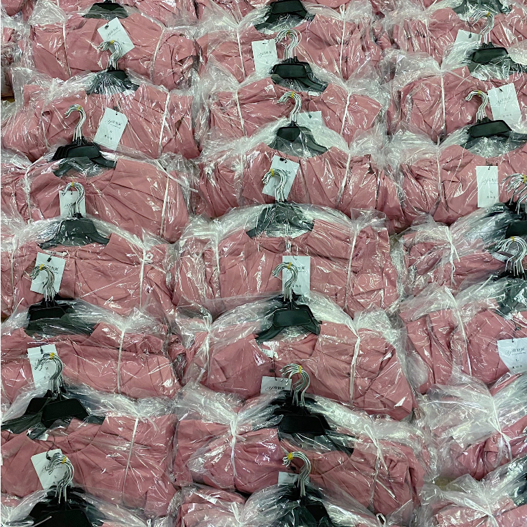 Set Áo Sơ Mi Ngắn Tay Cổ Bèo Hồng Nữ Mix Chân Váy Bút Chì Thanh Lịch