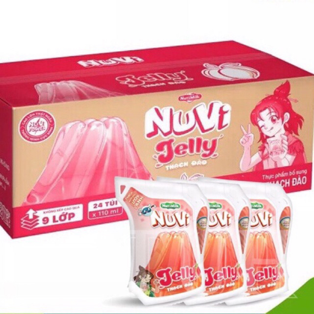 Thùng 24 túi thạch đào Nuvi 110ml