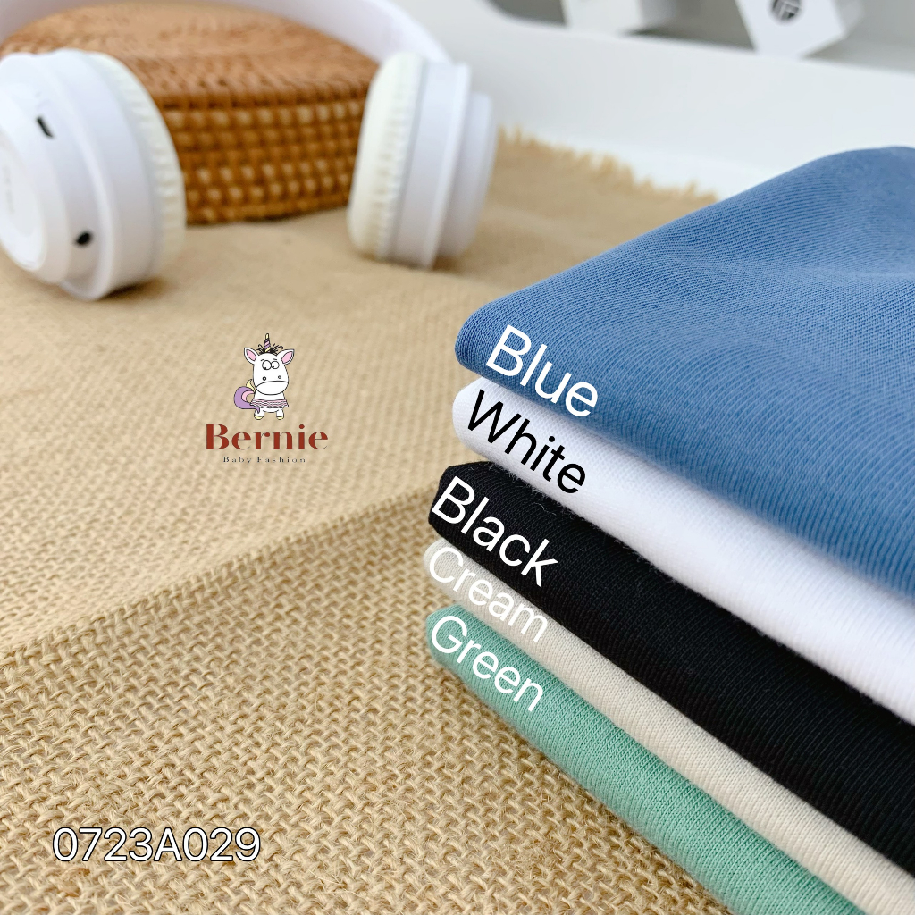 Áo phông dài tay basic unisex cho bé, áo thun cotton tay dài thu đông trơn màu Bernie