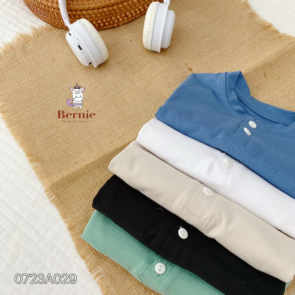Áo phông dài tay basic unisex cho bé, áo thun cotton tay dài thu đông trơn màu Bernie