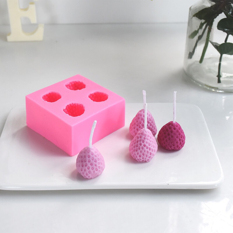 Khuôn silicon 4D hình trái dâu Tây 🍓