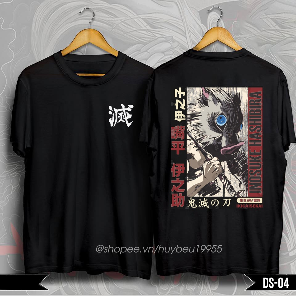 Áo thun Kimetsu no yaiba, áo thun anime in hình Demon Slayer Tanjiro Zenitsu Nezuko Inosuke hình in sắc nét cực chất