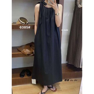 Đầm sát nách buộc nơ bên dáng A 6385 .