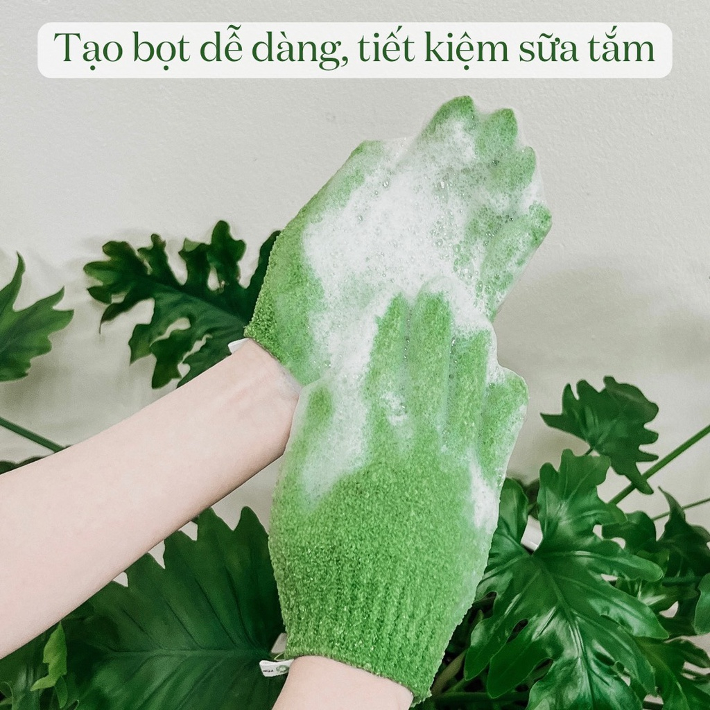 Găng tay tắm tẩy da chết làm sạch da, giảm mụn & thâm cho cơ thể
