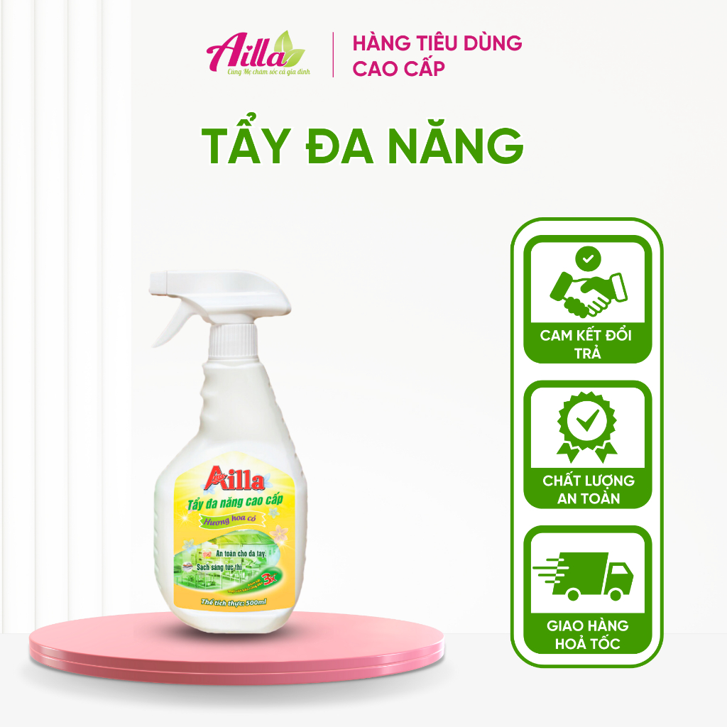 Nước Tẩy Đa Năng Ailla Cao Cấp Tẩy Rửa Dầu Mỡ Trên Bếp Tẩy Cặn Inox Hiệu Quả Chai 500ML