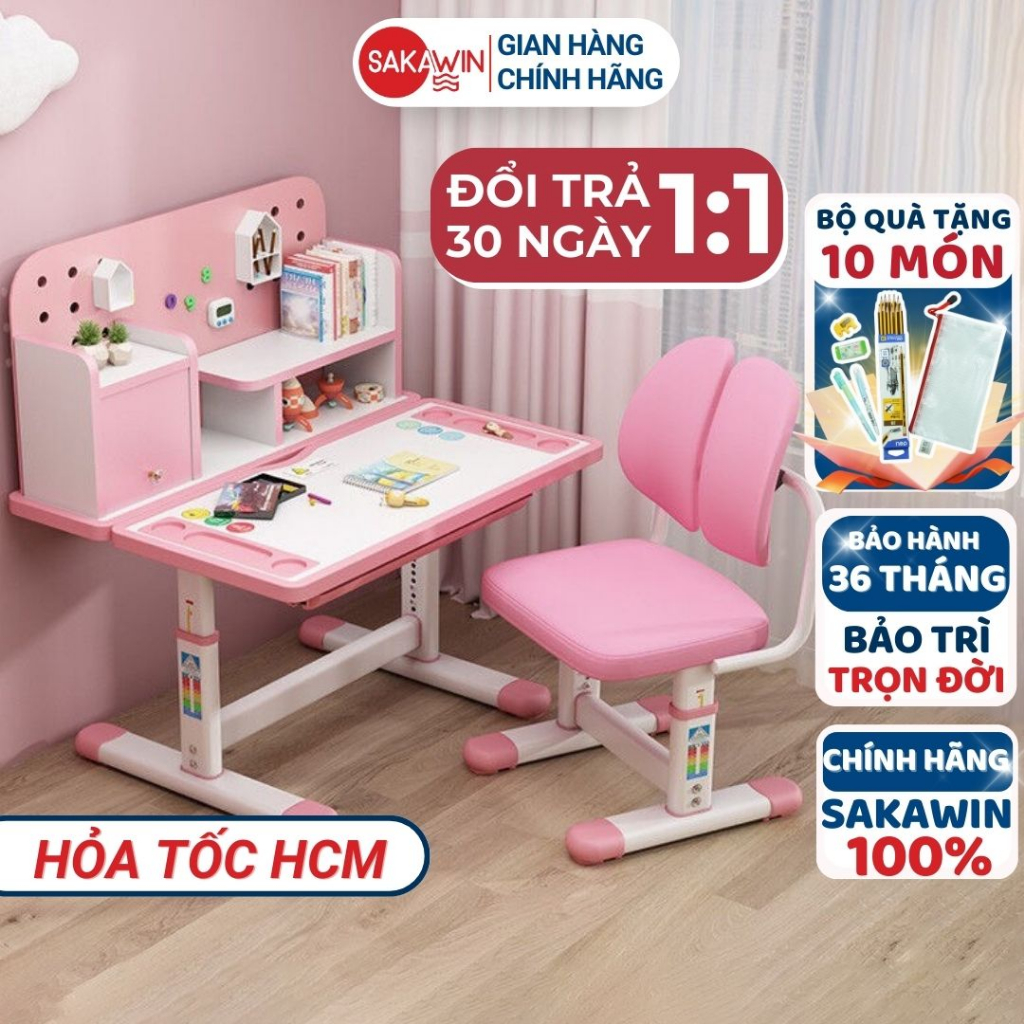 Bộ Bàn học cho bé kèm giá sách Sakawin A16, Bàn học thông minh chống gù Bảo hành 24 tháng  Size to 80cm, Độ bền cao | BigBuy360 - bigbuy360.vn